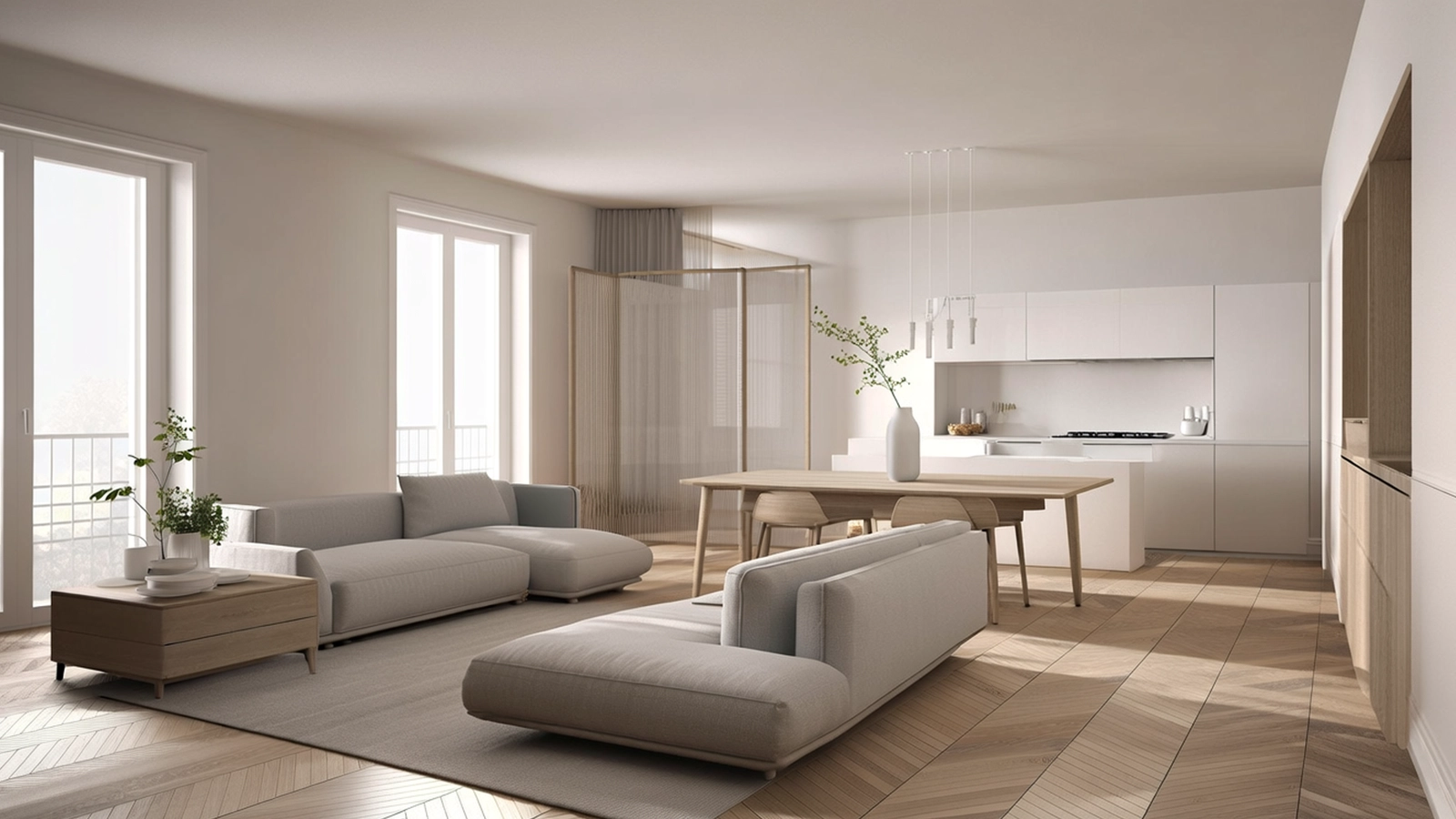 Wohnraum mit klar priorisierten Funktionsbereichen und erkennbarer Hierarchie zwischen Haupt- und Nebenfunktionen.